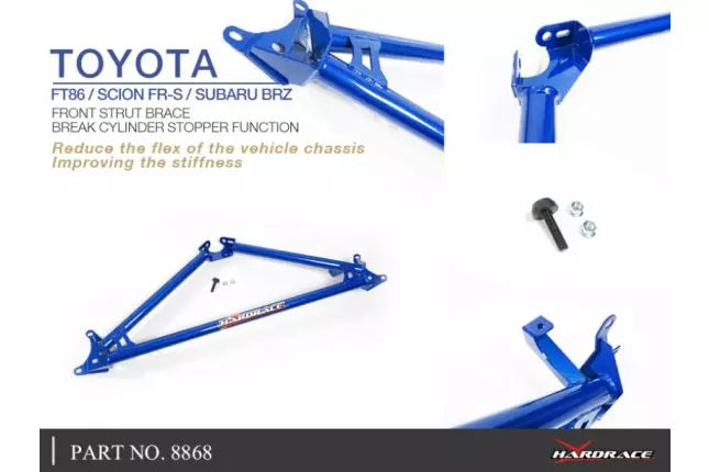 Hardrace | Front strut brace - triangular brace with brake stopper (LHD) | GT86 & BRZ I