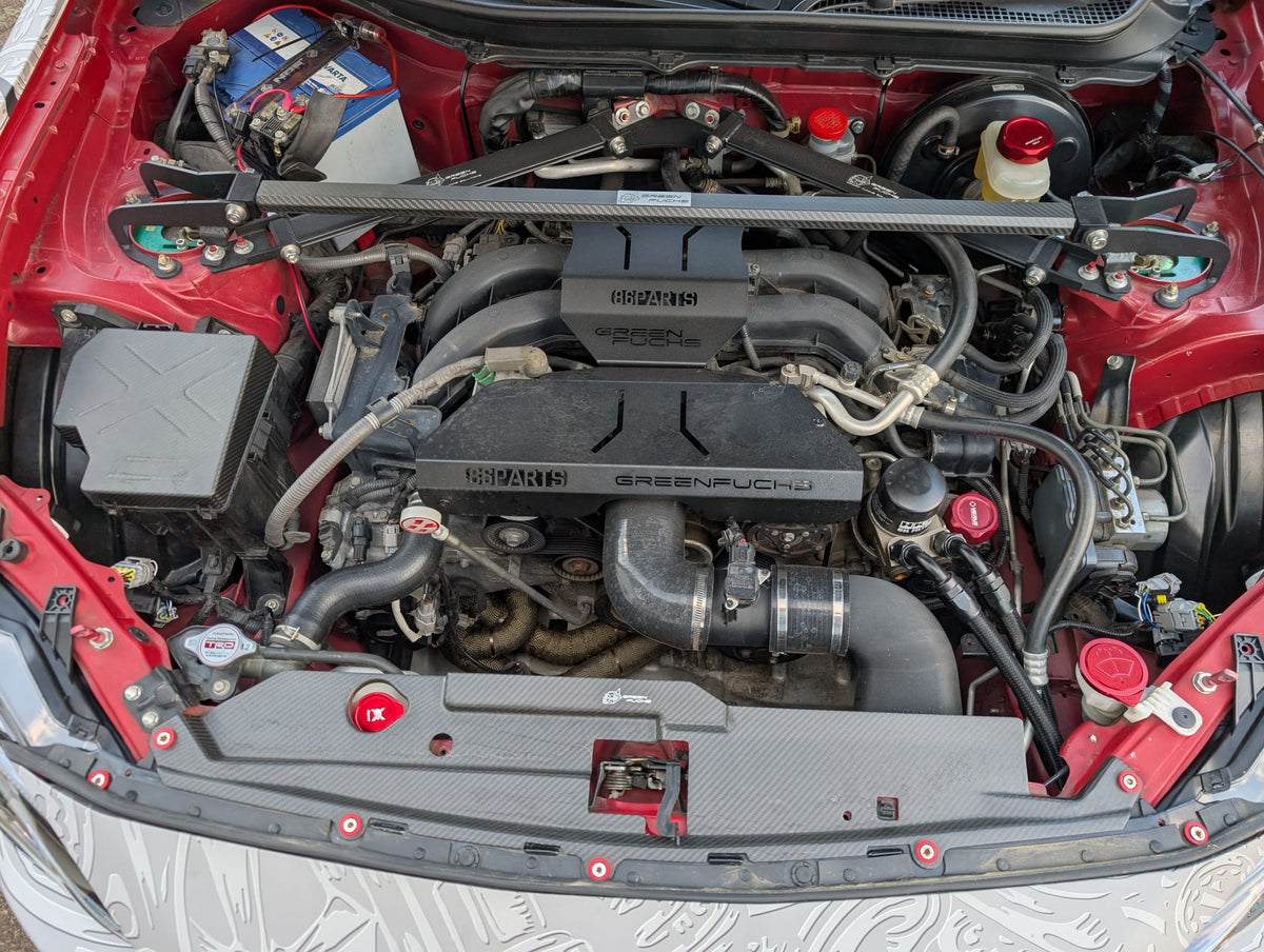 GreenFuchs | Motorraumdeckel Aluminium 3er Set rot | GT/GR86 & BRZ I/II