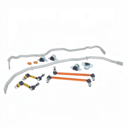 GreenFuchs Whiteline Stabilisatoren-Set für Toyota GR Yaris mit grauen Federstahl-Stabis und orangefarbenen Koppelstangen